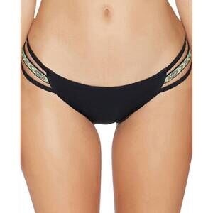 NEW REEF solid strappy bikini bottom in black